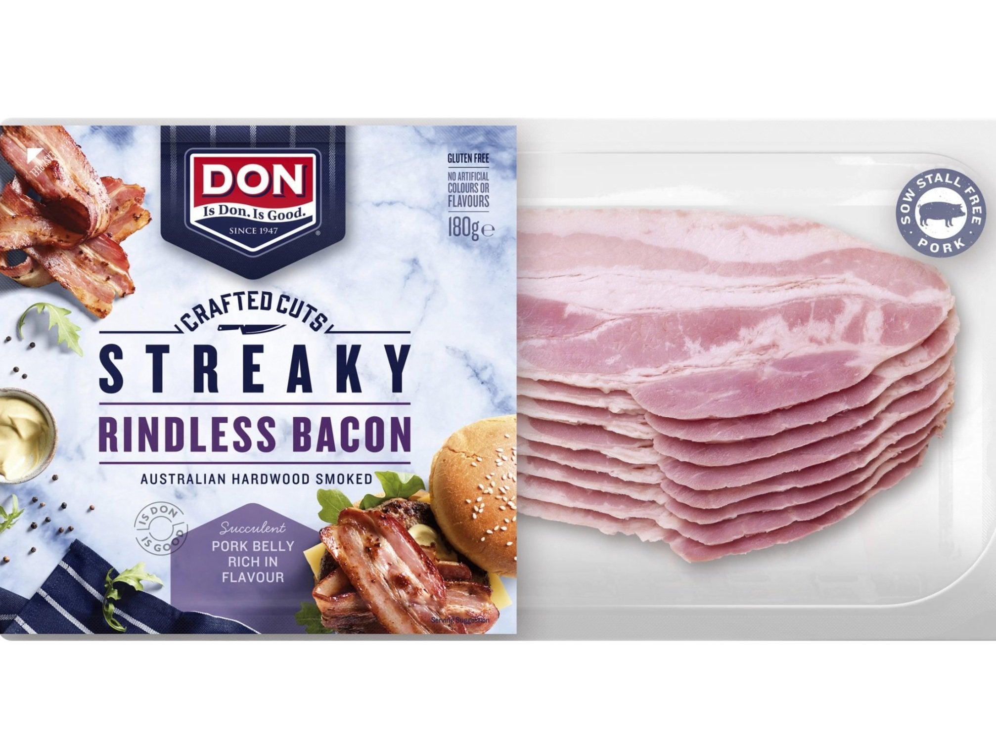 Don Streaky Crafty Cut Bacon (180g x 10Pkts) p/ctn- 89265